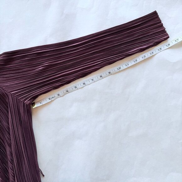 NWT Sam Edelman Long Sleeve Plisse Crinkle High Neck Burgundy Shift Dress Size 2 - Picture 12 of 12